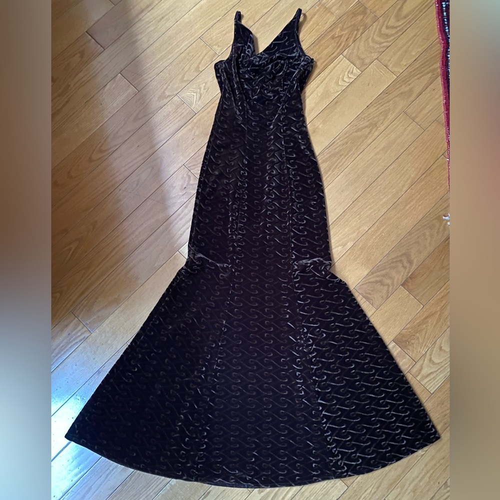 Bisou Bisou Brown Velvet Slip Dress Vintage